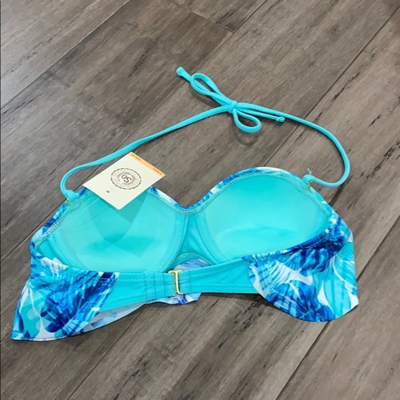 5 for $25 Authentic American Heritage swim top aqua palm - Picture 4 of 5